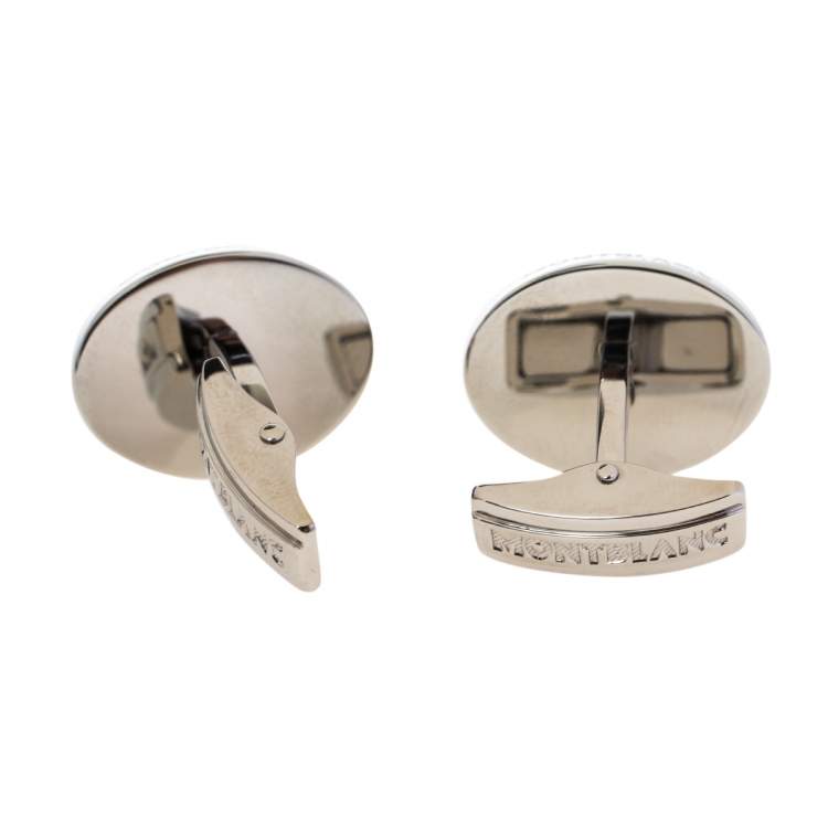 Pre Owned Montblanc Steel JFK Edition Oval Cuff Links