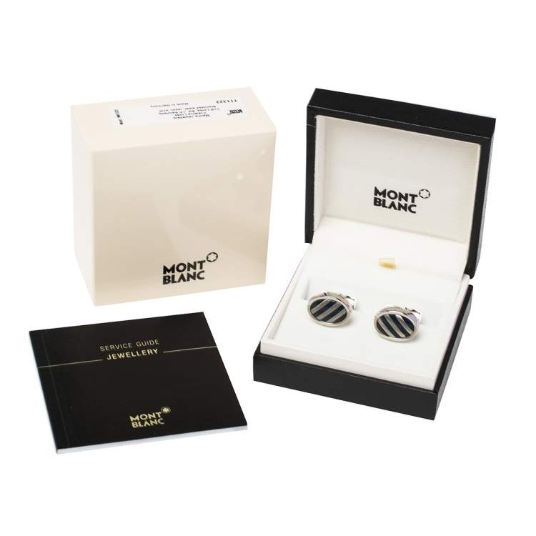 Pre Owned Montblanc Steel JFK Edition Oval Cuff Links