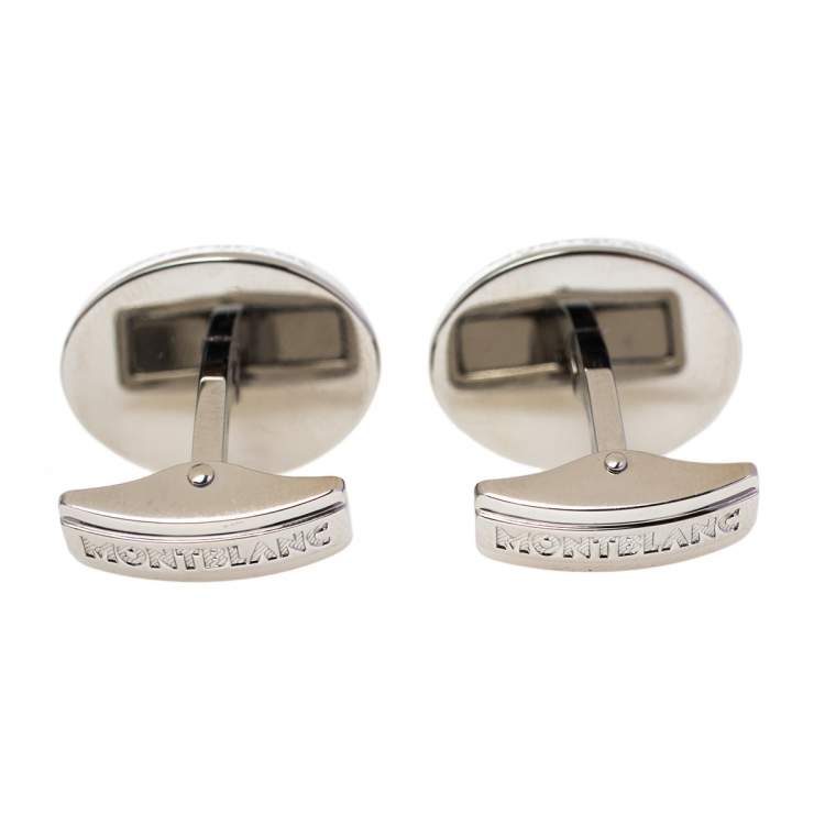 Pre Owned Montblanc Steel JFK Edition Oval Cuff Links