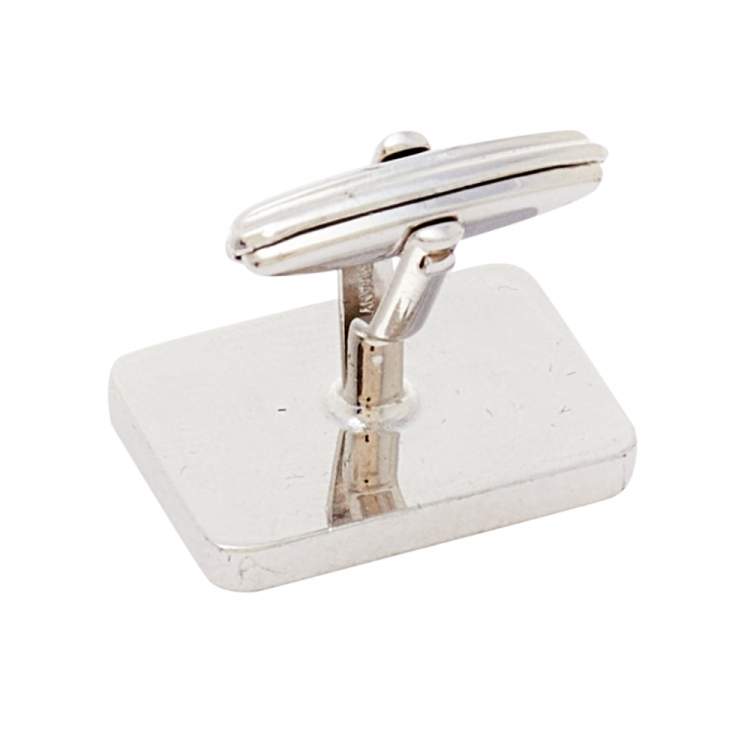 Pre Owned Montblanc Ebony Wood Inlay Silver Cufflinks