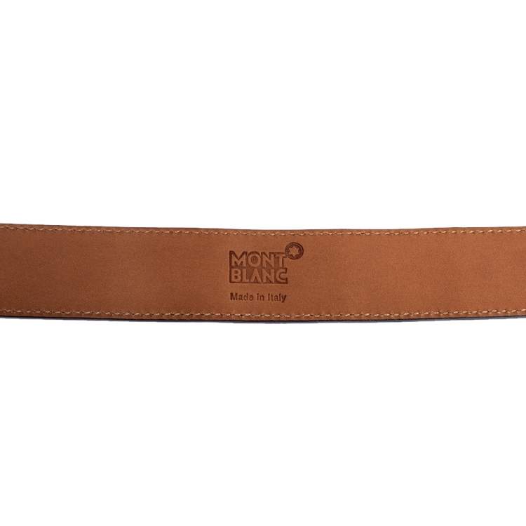 مملوكة مسبقًا Montblanc Black Croc Embossed Leather Buckle Belt 100CM