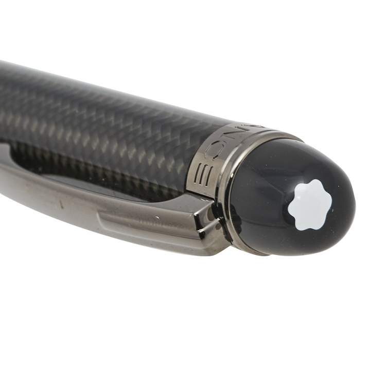Pre Owned Montblanc Black StarWalker Geometric Pattern Carbon Ruthenium Plated Ballpoint Pen 