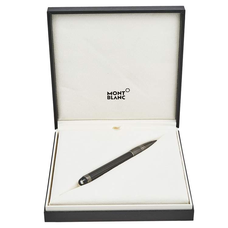 Pre Owned Montblanc Black StarWalker Geometric Pattern Carbon Ruthenium Plated Ballpoint Pen 