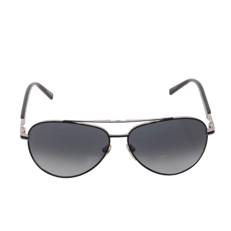 Pre Owned Montblanc Black Acetate MB702S Gradient Aviator Sunglasses 