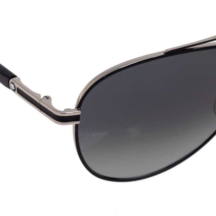 Pre Owned Montblanc Black Acetate MB702S Gradient Aviator Sunglasses 