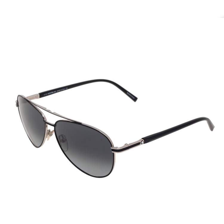 Pre Owned Montblanc Black Acetate MB702S Gradient Aviator Sunglasses 