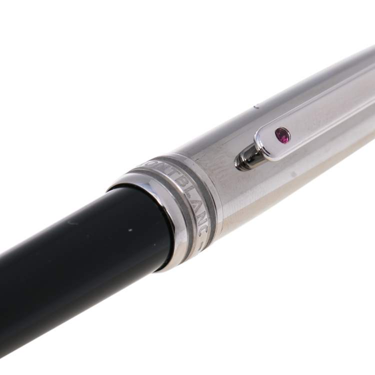Pre Owned Montblanc Meisterstück Solitaire Doué Stainless Steel Black Resin Ballpoint Pen