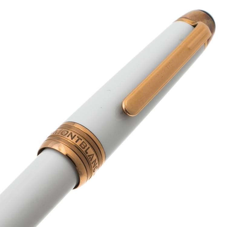 Pre Owned Montblanc Tribute White Lacquer Rose Gold Tone Rollerball Pen
