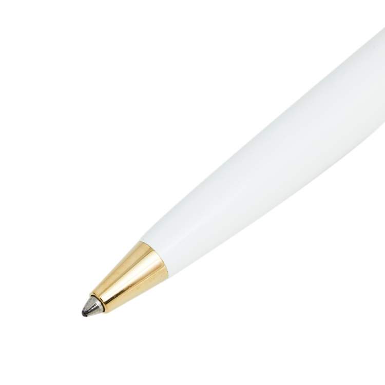 Pre Owned Montblanc White Precious Resin Gold Coated Pix Ballpoint Pen