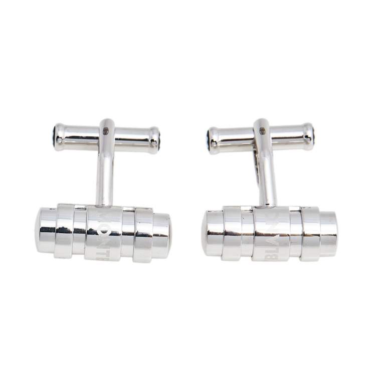 Pre Owned Montblanc Contemporary Sterling Silver Ring Motif Bar Cufflinks