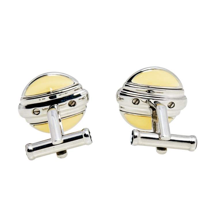 Pre Owned Montblanc Elegance Stainless Steel Reversible Lacquer Cufflinks