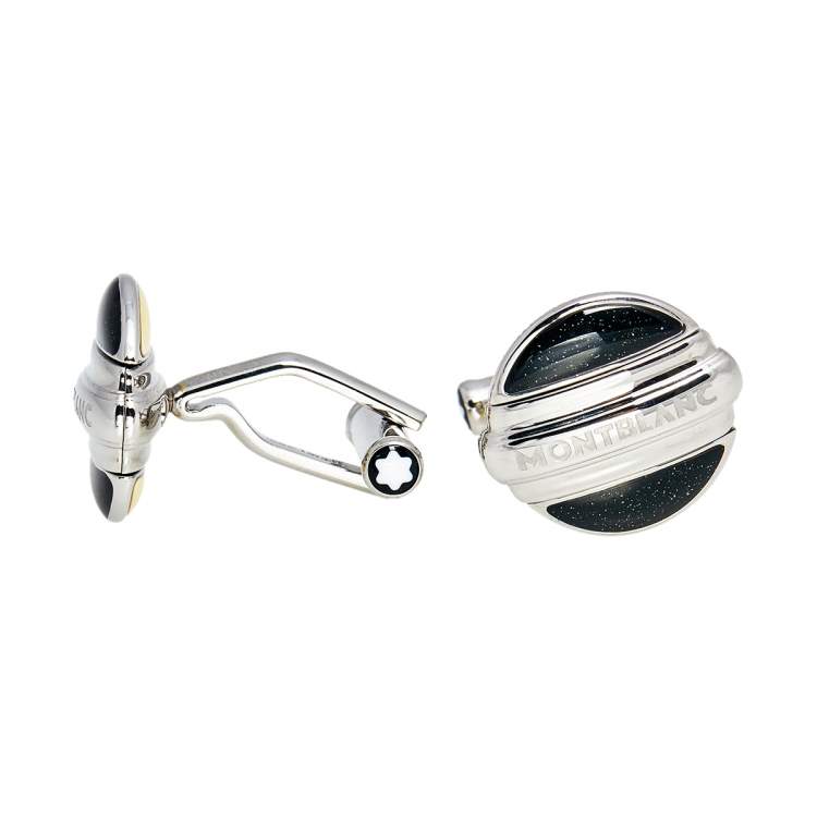 Pre Owned Montblanc Elegance Stainless Steel Reversible Lacquer Cufflinks