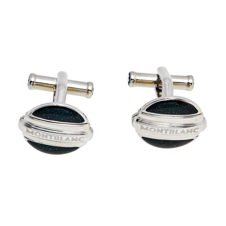 Pre Owned Montblanc Elegance Stainless Steel Reversible Lacquer Cufflinks