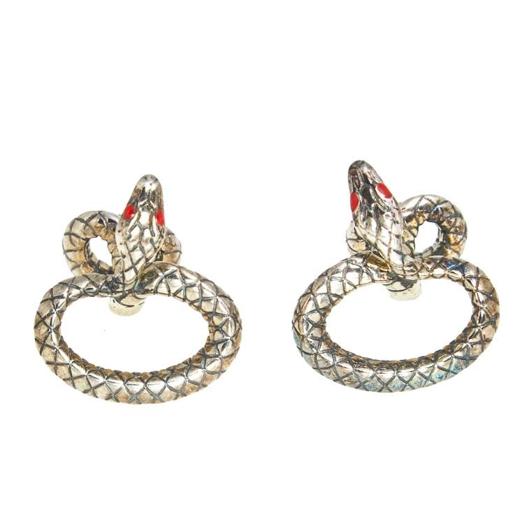 Pre Owned Montblanc Rouge et Noir Sterling Silver Serpenti Cufflinks