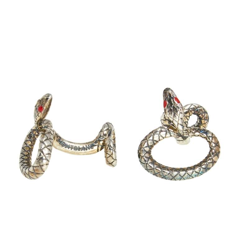 Pre Owned Montblanc Rouge et Noir Sterling Silver Serpenti Cufflinks