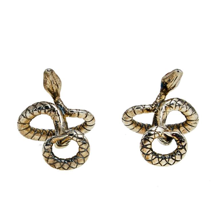 Pre Owned Montblanc Rouge et Noir Sterling Silver Serpenti Cufflinks