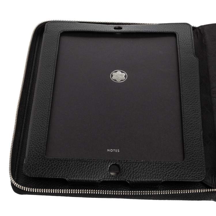 Pre Owned Montblanc Black Leather Meisterstuck Zip Business Companion Clutch