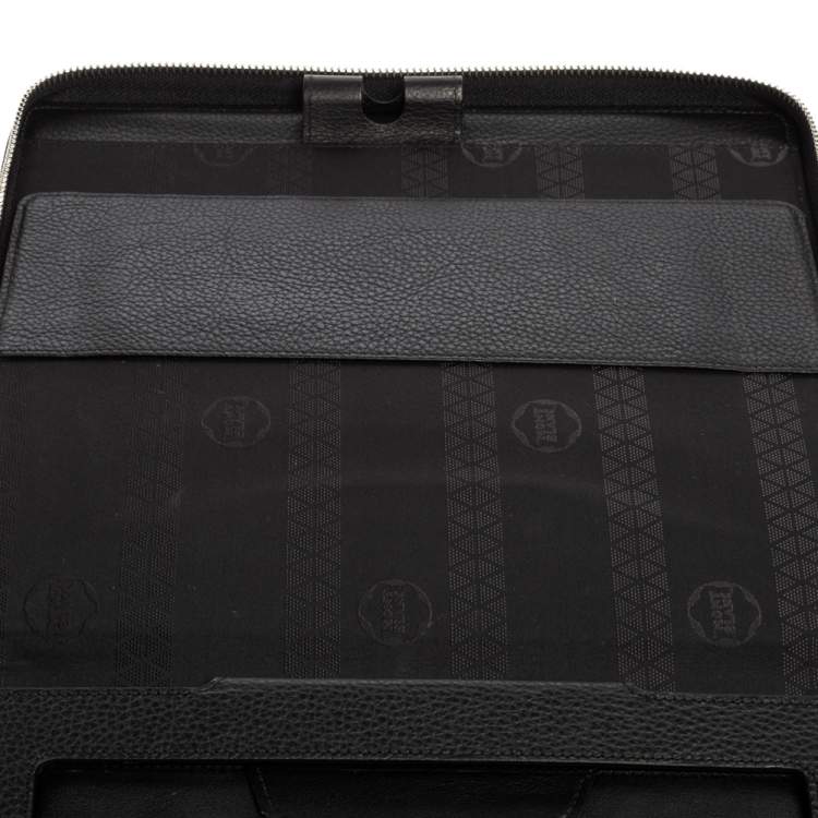 Pre Owned Montblanc Black Leather Meisterstuck Zip Business Companion Clutch
