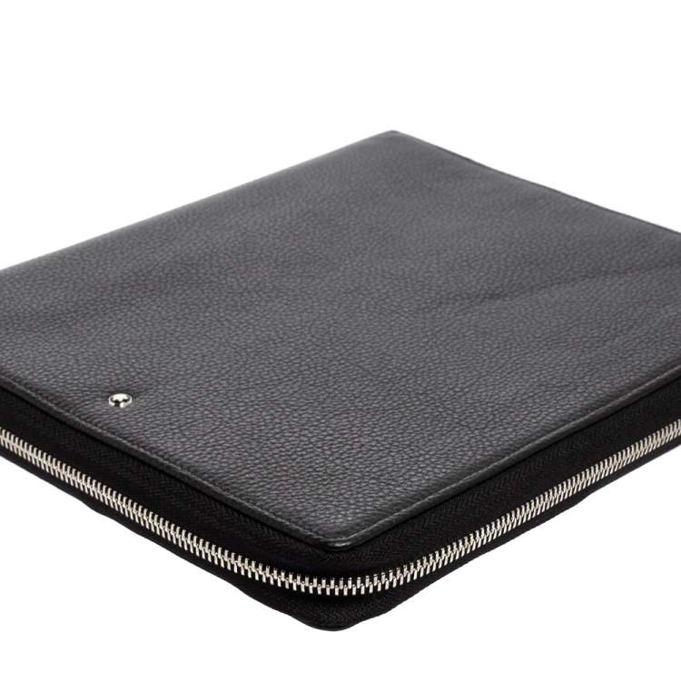 Pre Owned Montblanc Black Leather Meisterstuck Zip Business Companion Clutch