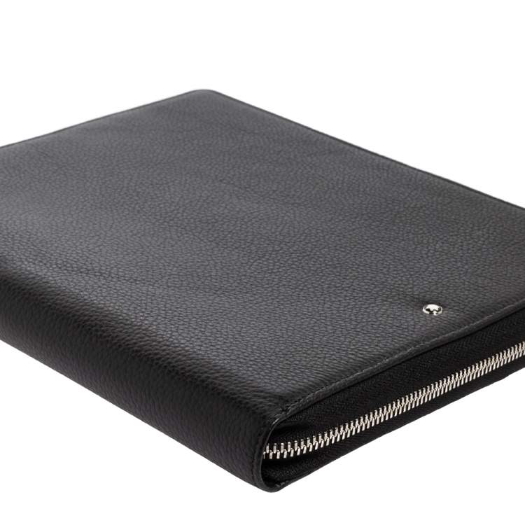 Pre Owned Montblanc Black Leather Meisterstuck Zip Business Companion Clutch