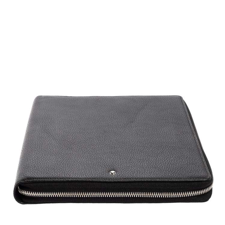 Pre Owned Montblanc Black Leather Meisterstuck Zip Business Companion Clutch