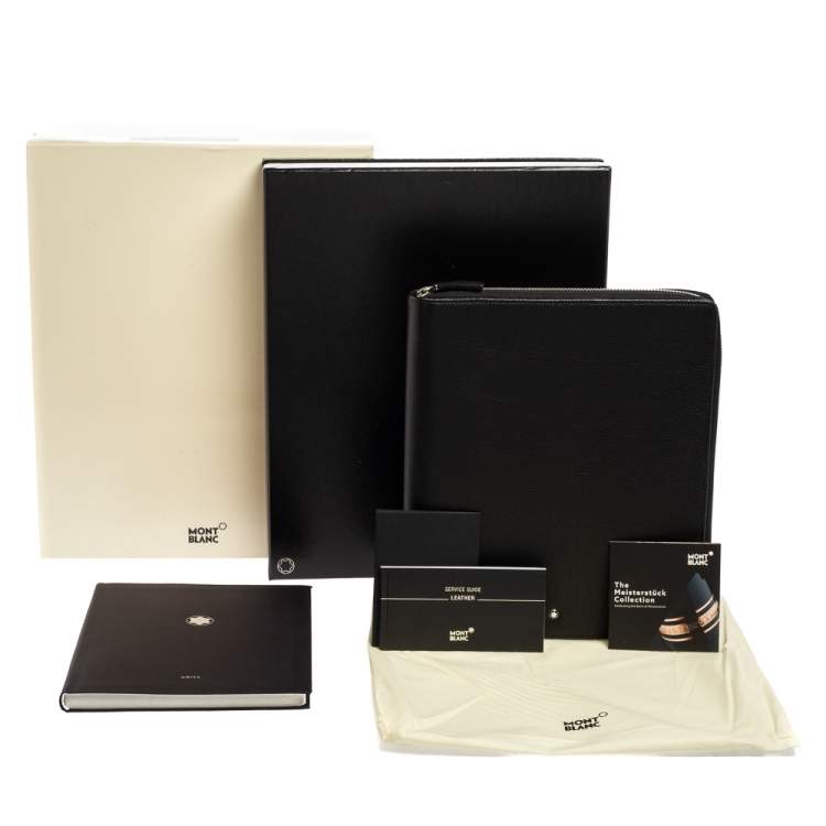 Pre Owned Montblanc Black Leather Meisterstuck Zip Business Companion Clutch