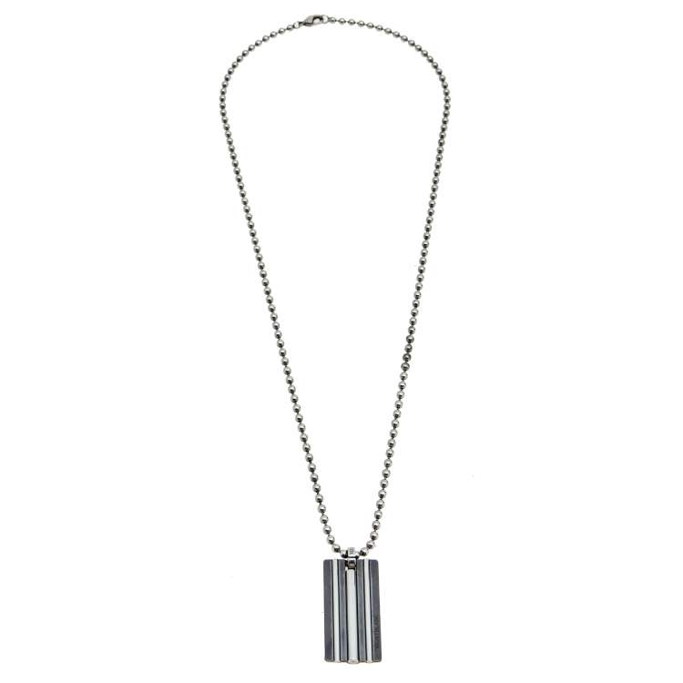 Pre Owned Montblanc Contemporary Collection Steel & Tantalum Twin Tag Pendant Necklace