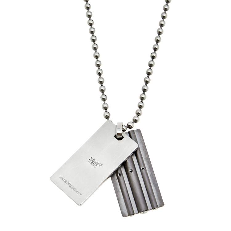 Pre Owned Montblanc Contemporary Collection Steel & Tantalum Twin Tag Pendant Necklace