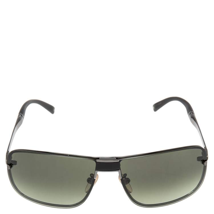Pre Owned Montblanc Gunmetal Tone/Green Gradient MB218S Aviator Sunglasses