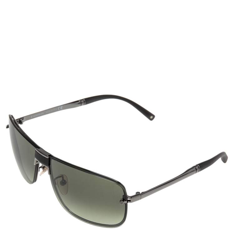 Pre Owned Montblanc Gunmetal Tone/Green Gradient MB218S Aviator Sunglasses