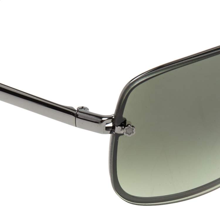 Pre Owned Montblanc Gunmetal Tone/Green Gradient MB218S Aviator Sunglasses