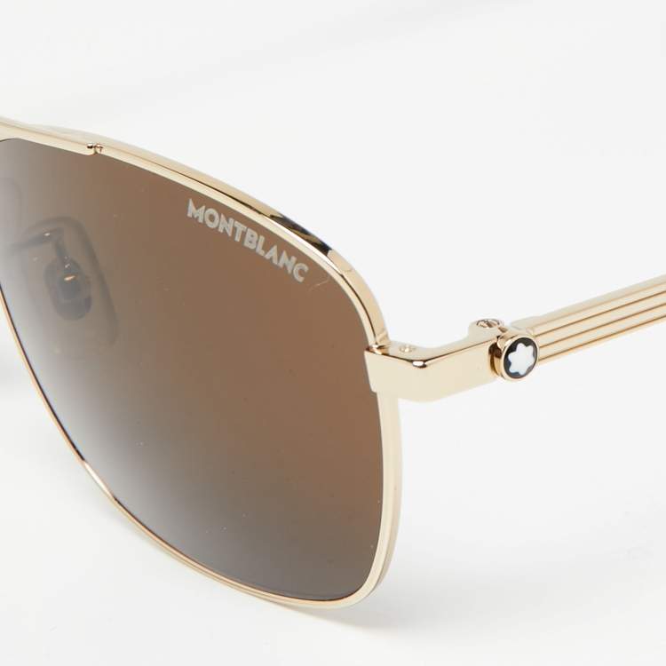 Pre Owned Montblanc Brown Havana MB0026S  Aviator Sunglasses