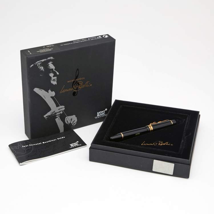 Pre Owned Montblanc Black Resin Gold Tone Leonard Bernstein Limited Edition 21850 Fountain Pen