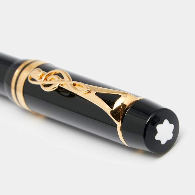 Pre Owned Montblanc Black Resin Gold Tone Leonard Bernstein Limited Edition 21850 Fountain Pen