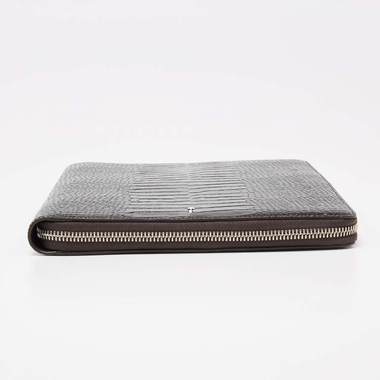 Pre Owned Montblanc Black Croc Embossed Leather Meisterstück Zip Agenda Cover
