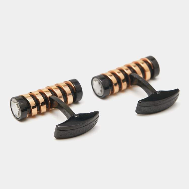 Pre Owned Montblanc Three Tone Metal Sprial Cufflinks
