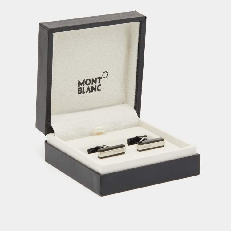 Pre Owned Montblanc Black PVD Finish Stainless Steel Urban Speed Bar Cufflinks