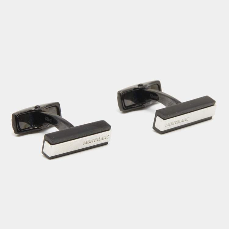 Pre Owned Montblanc Black PVD Finish Stainless Steel Urban Speed Bar Cufflinks