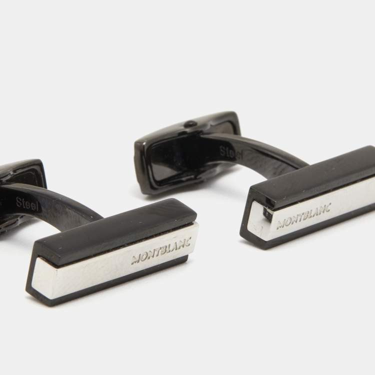 Pre Owned Montblanc Black PVD Finish Stainless Steel Urban Speed Bar Cufflinks