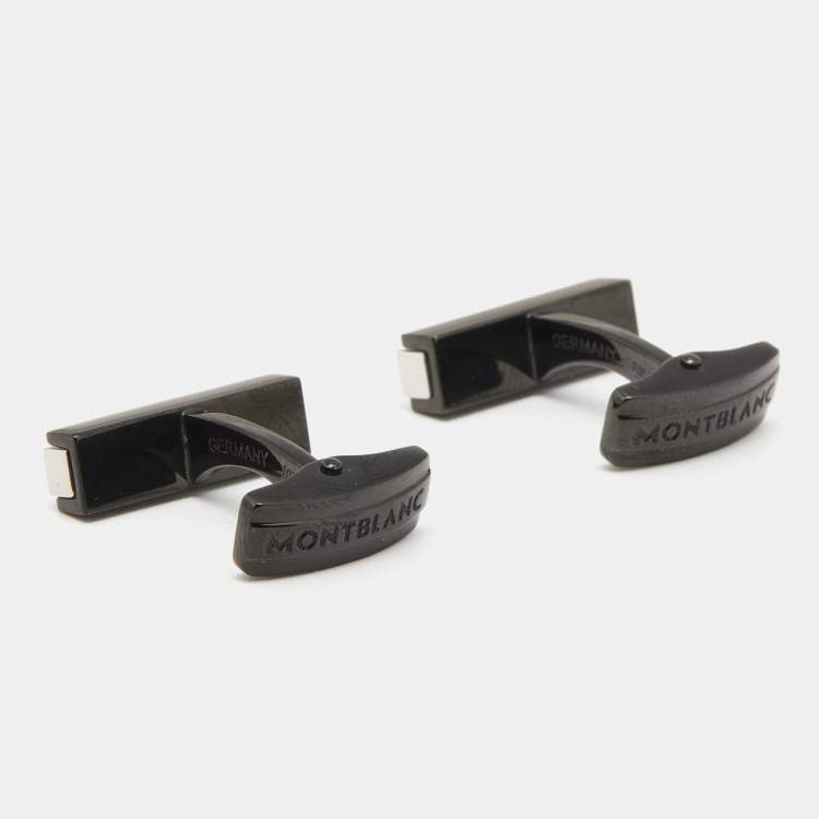 Pre Owned Montblanc Black PVD Finish Stainless Steel Urban Speed Bar Cufflinks