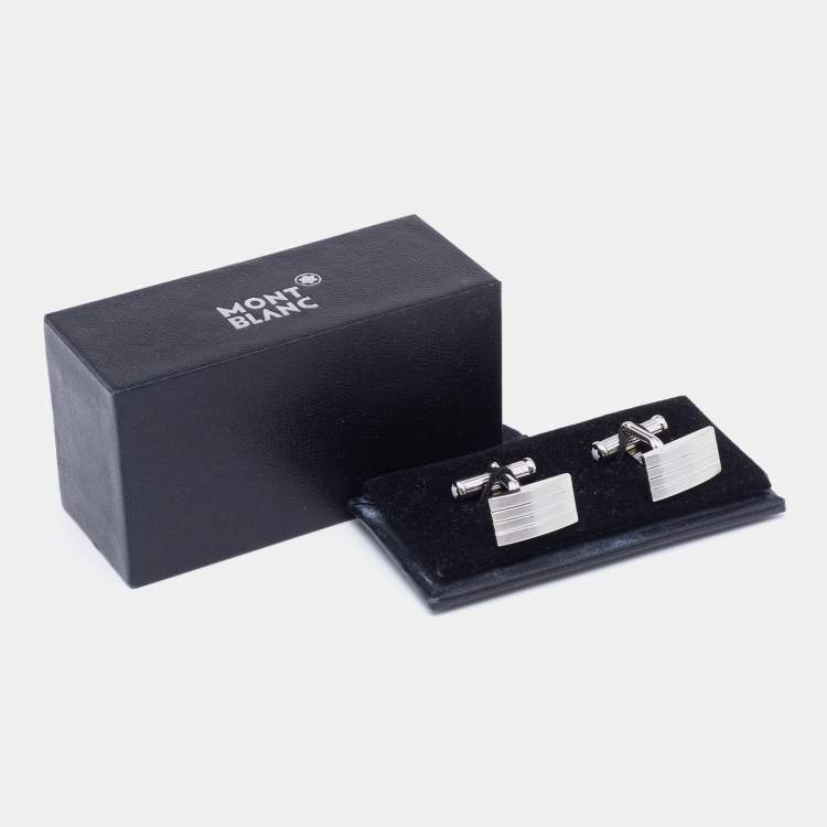 Pre Owned Montblanc Silver Tone Rectangular Cufflinks