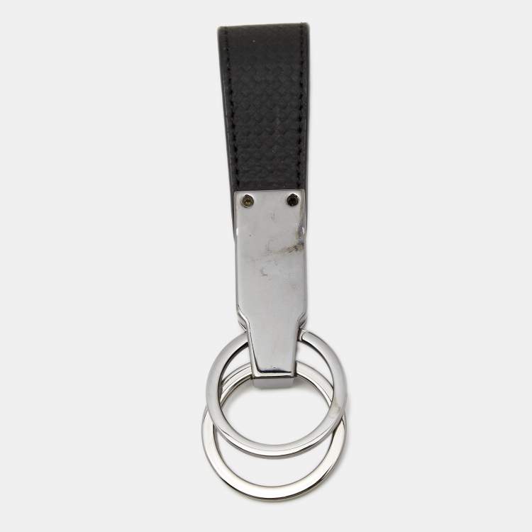 Pre Owned Montblanc Extreme Black Leather 2 Rings Key Fob