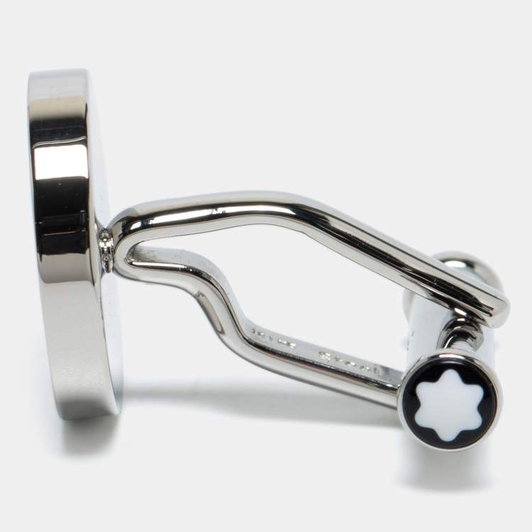 Pre Owned Montblanc Meisterstück Silver Tone Carbon Inlay Cufflinks