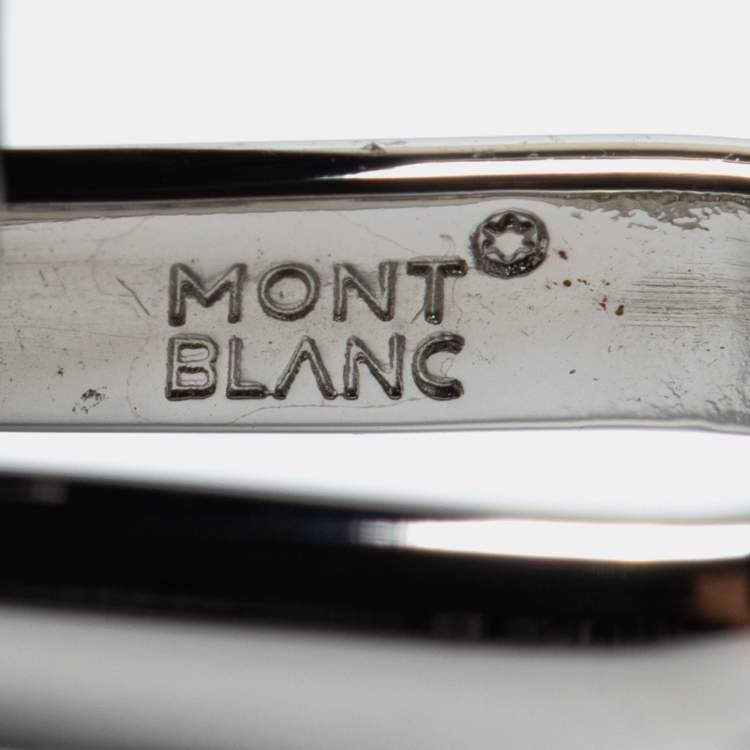 Pre Owned Montblanc Meisterstück Silver Tone Carbon Inlay Cufflinks
