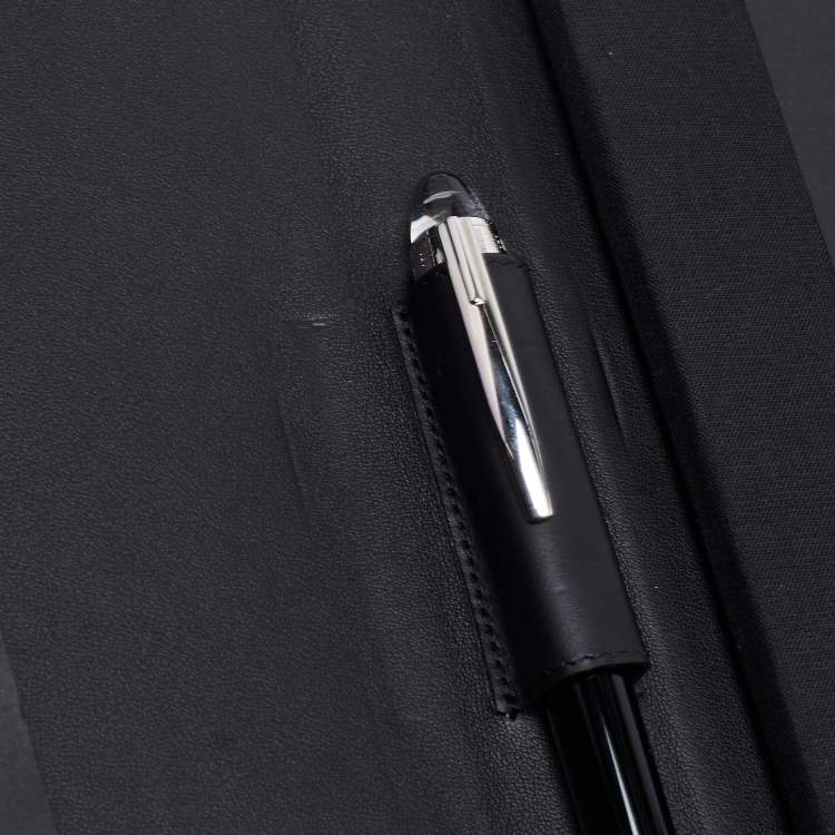 Pre Owned Montblanc Black Leather Augmented Paper & StarWalker Ballpoint Pen 