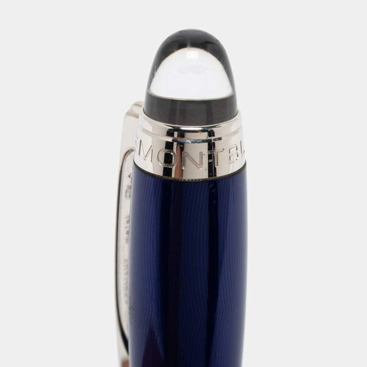 Pre Owned Monblanc StarWalker Midnight Blue Resin Silver Tone Metal Rollerball Pen