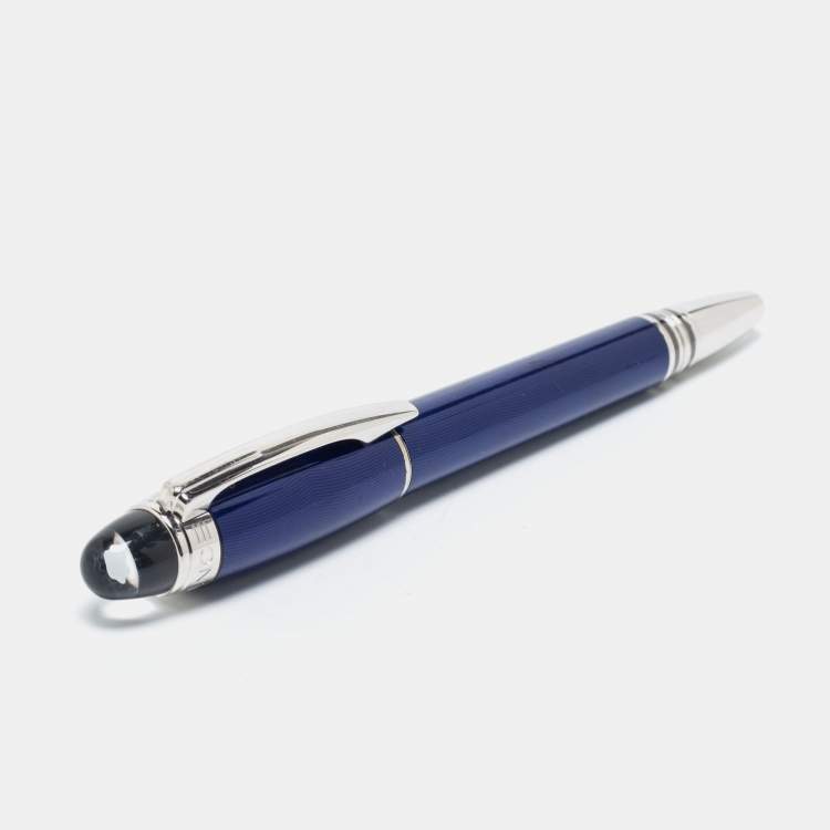 Pre Owned Monblanc StarWalker Midnight Blue Resin Silver Tone Metal Rollerball Pen