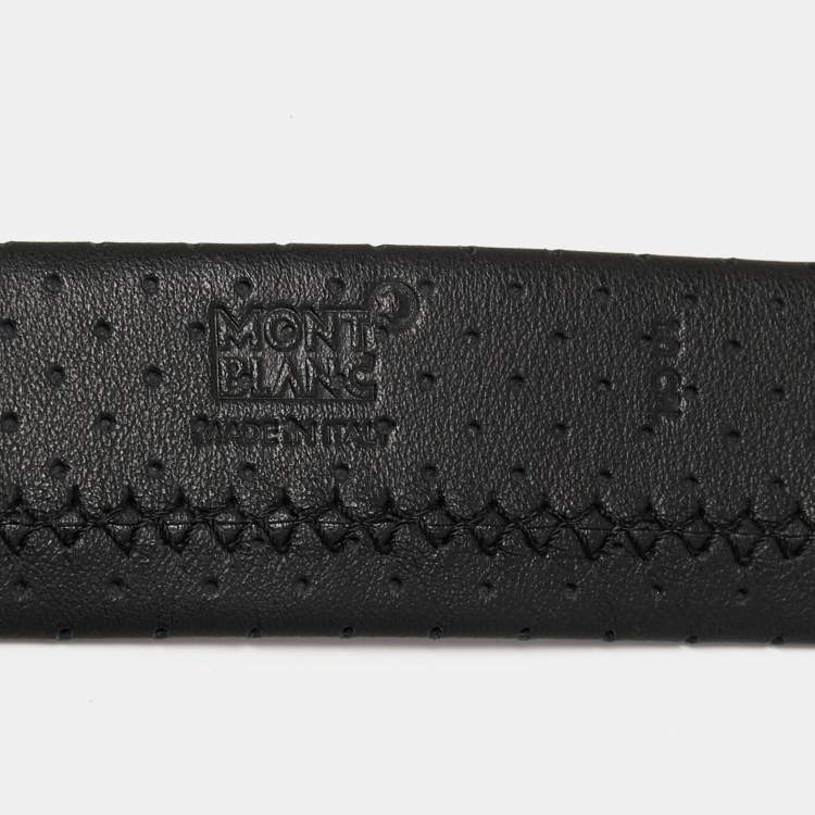 Pre Owned Montblanc Black Perforated Leather Cut to Size Buckle Belt