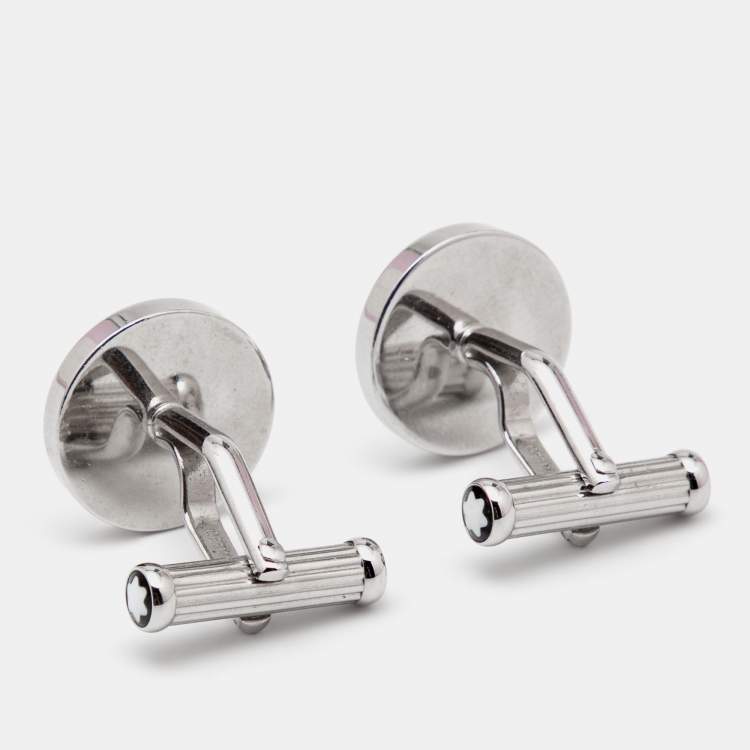 Pre Owned Montblanc Meisterstuck Mother of Pearl Silver Tone Cufflinks