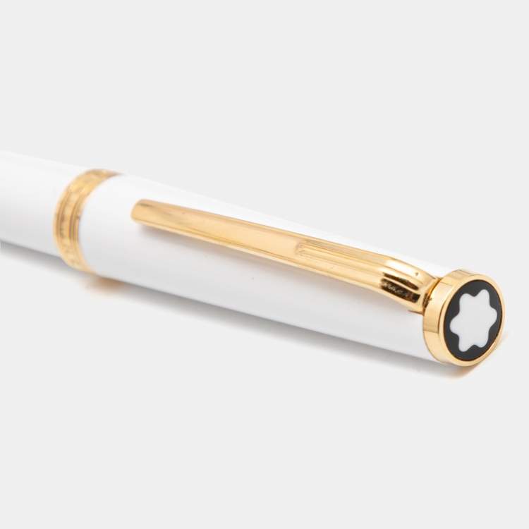 Pre Owned Montblanc PIX White Resin Gold Tone Ballpoint Pen